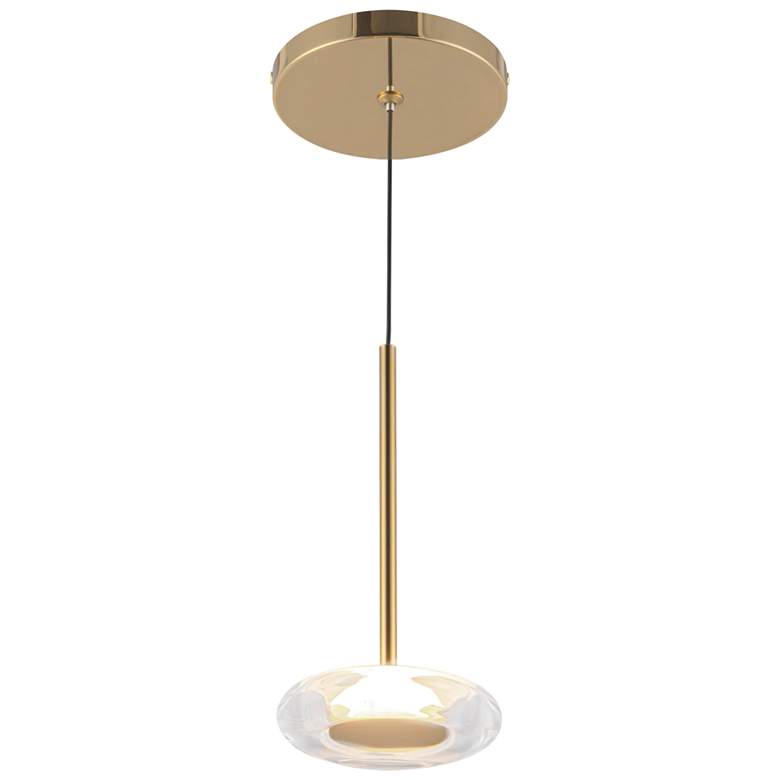 Image 1 Kuzco Stephord LED 4-in Metallic Brass/Clear Glass Pendant