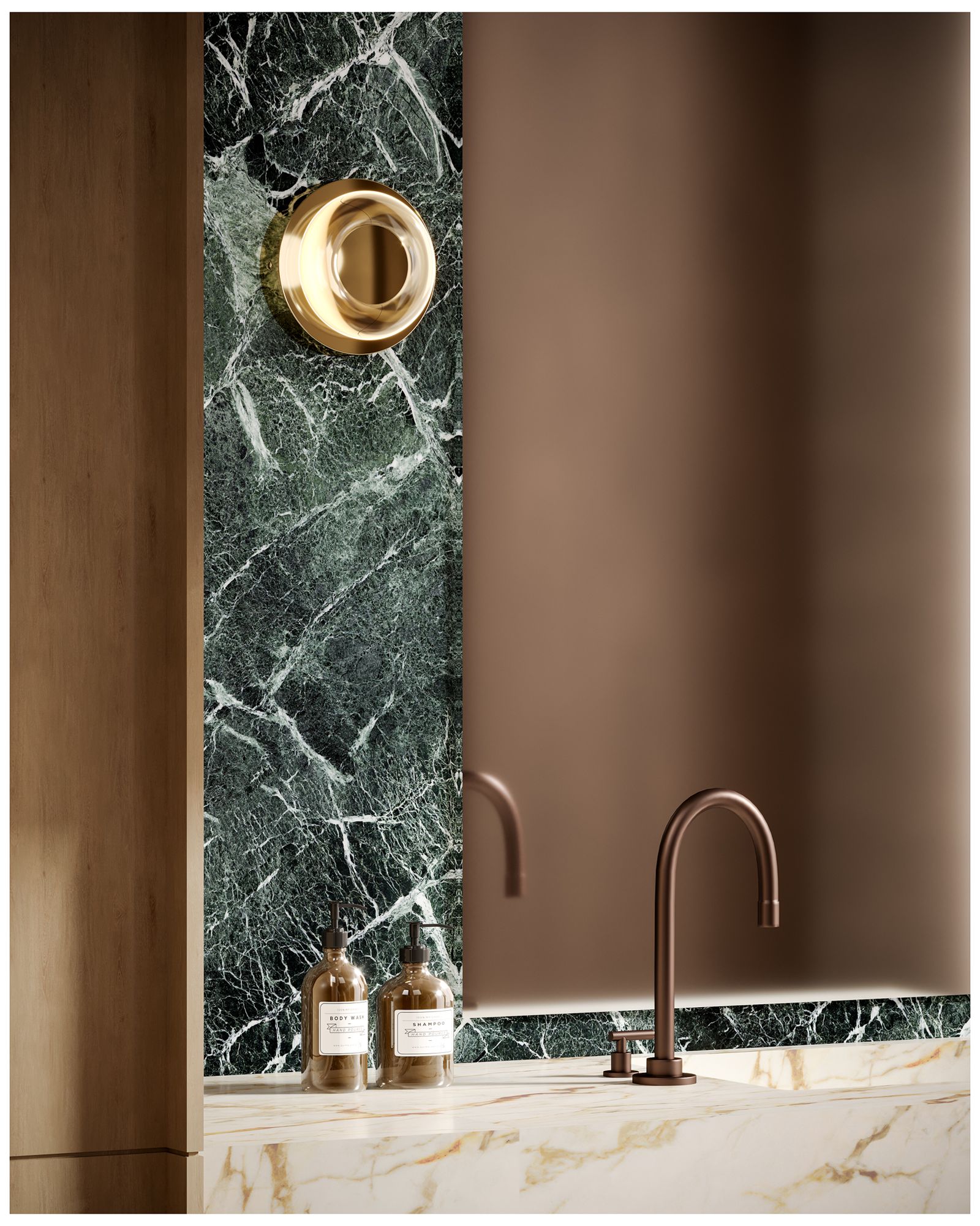 Image 2 Kuzco Stephord LED 4-in Metallic Brass/Clear Glass Wall Sconce more views