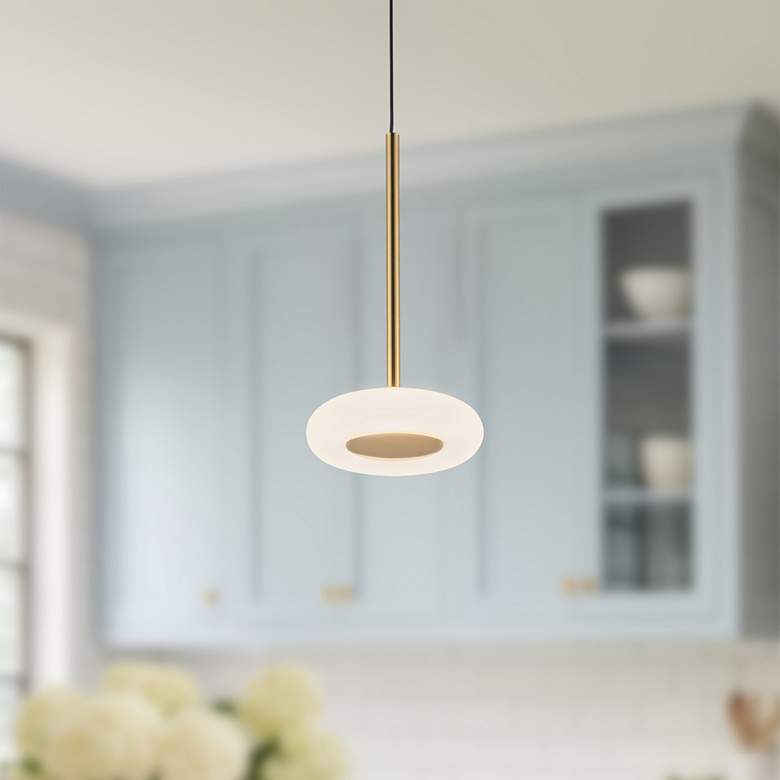Image 1 Kuzco Stephord LED 4-in Metallic Brass/Frosted Glass Pendant