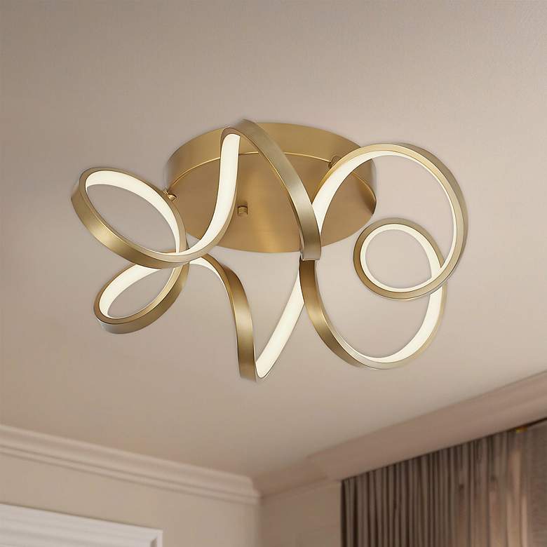 Image 1 Kuzco Synergy LED 20-in Antique Brass Flush Mount