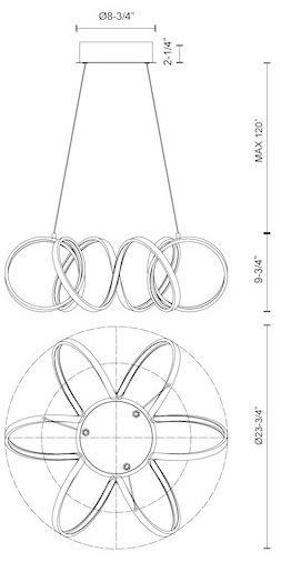 Image 3 Kuzco Synergy LED 24-in Antique Silver LED Chandeliers more views