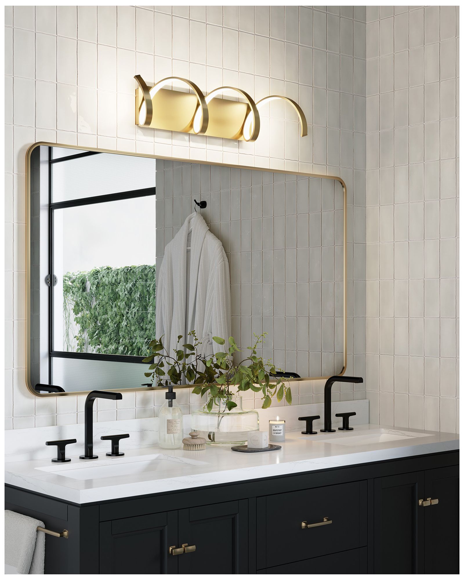 Image 3 Kuzco Synergy LED 30-in Antique Brass Wall Sconce more views