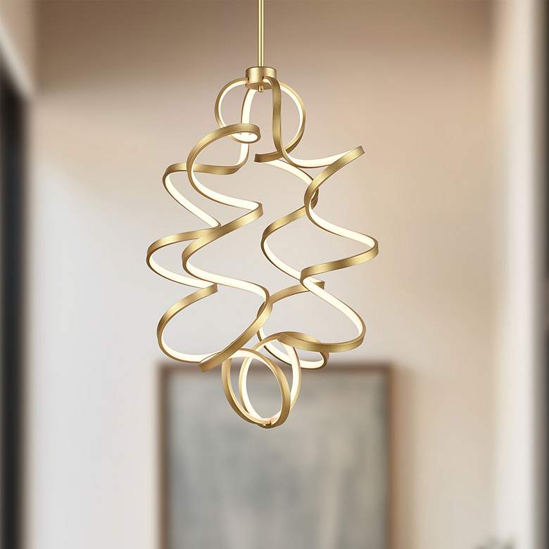 Image 1 Kuzco Synergy LED 34-in Antique Brass LED Chandeliers