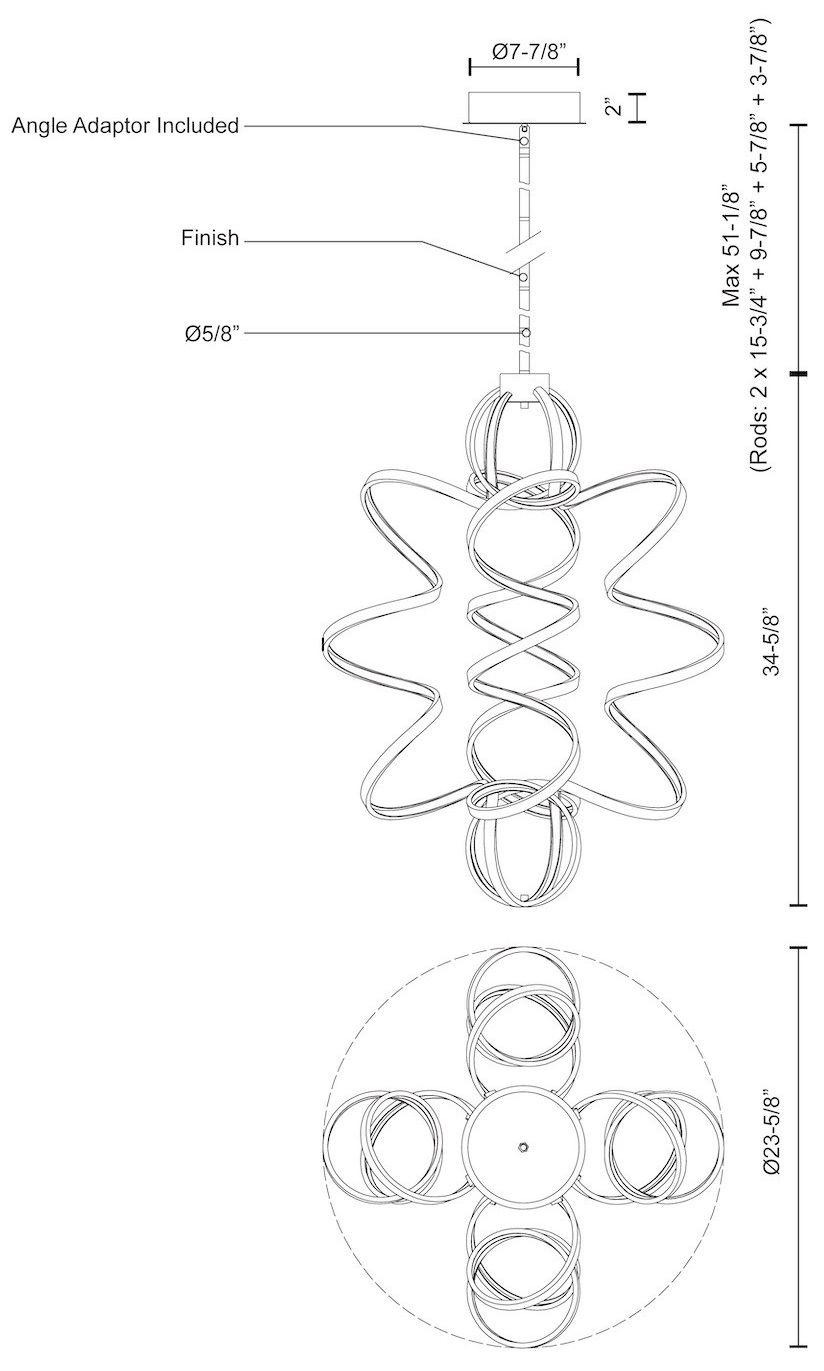 Image 3 Kuzco Synergy LED 34-in Antique Brass LED Chandeliers more views