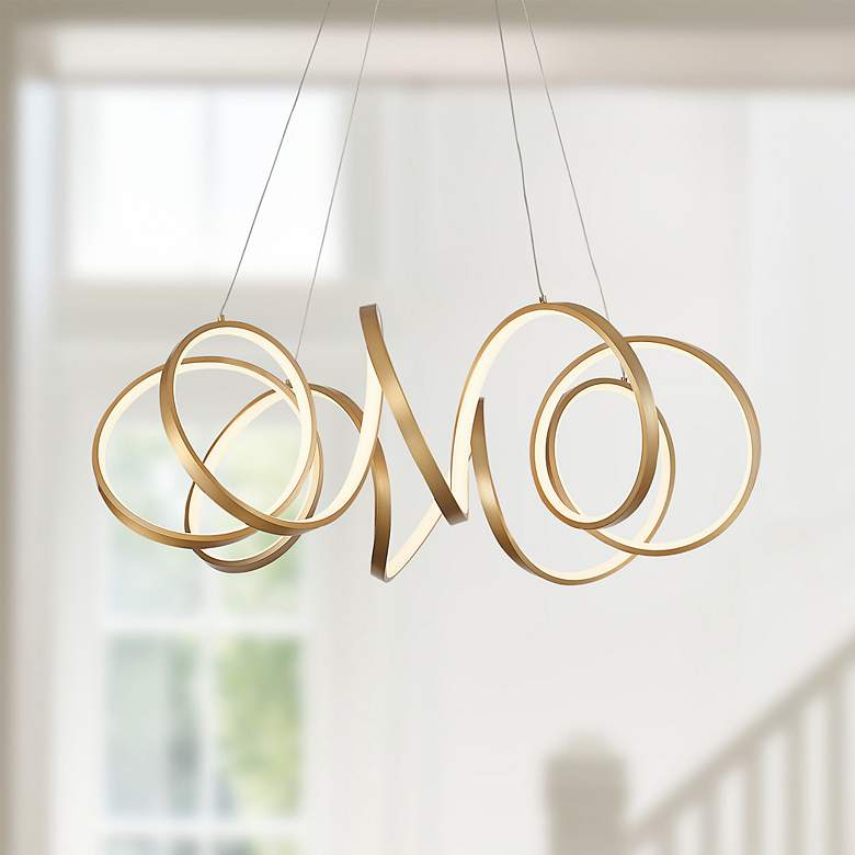 Image 1 Kuzco Synergy LED 34-in Antique Brass LED Chandeliers