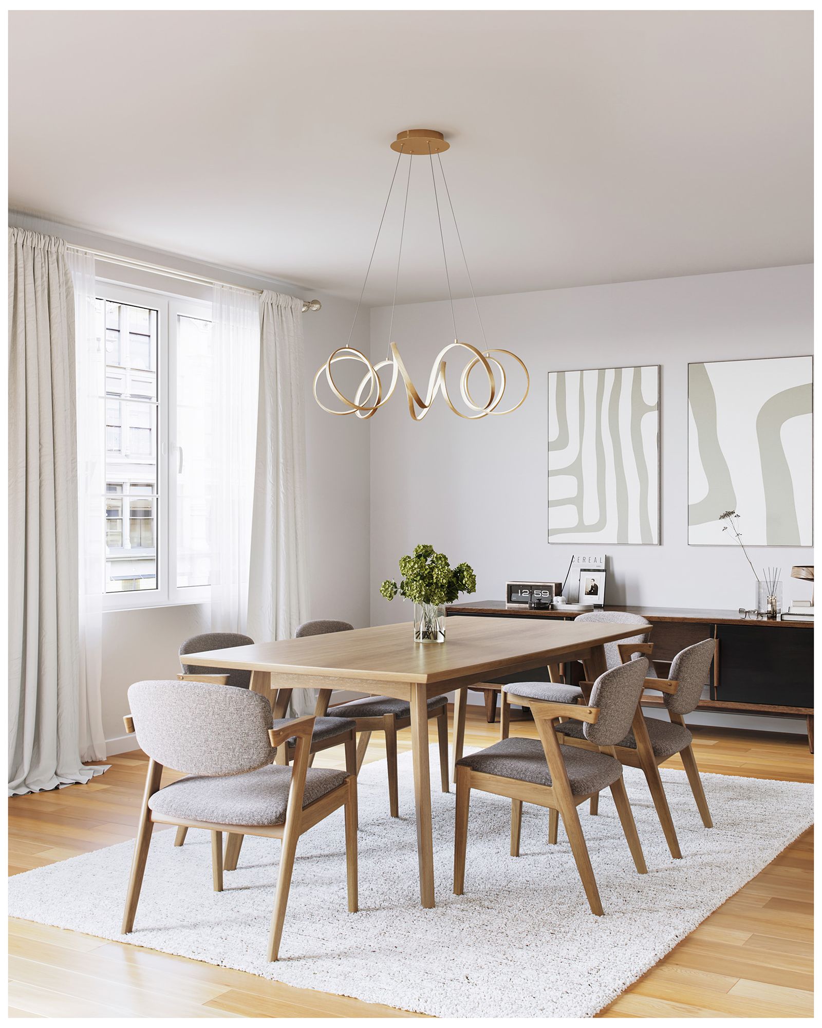 Image 3 Kuzco Synergy LED 34-in Antique Brass LED Chandeliers more views