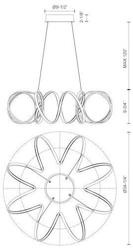 Image 4 Kuzco Synergy LED 34-in Antique Brass LED Chandeliers more views