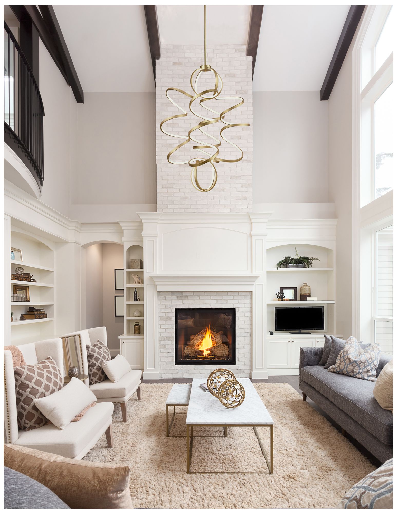 Image 3 Kuzco Synergy LED 41-in Antique Brass LED Chandeliers more views