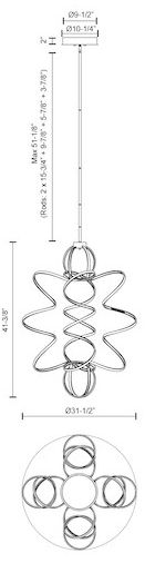 Image 4 Kuzco Synergy LED 41-in Antique Silver LED Chandeliers more views