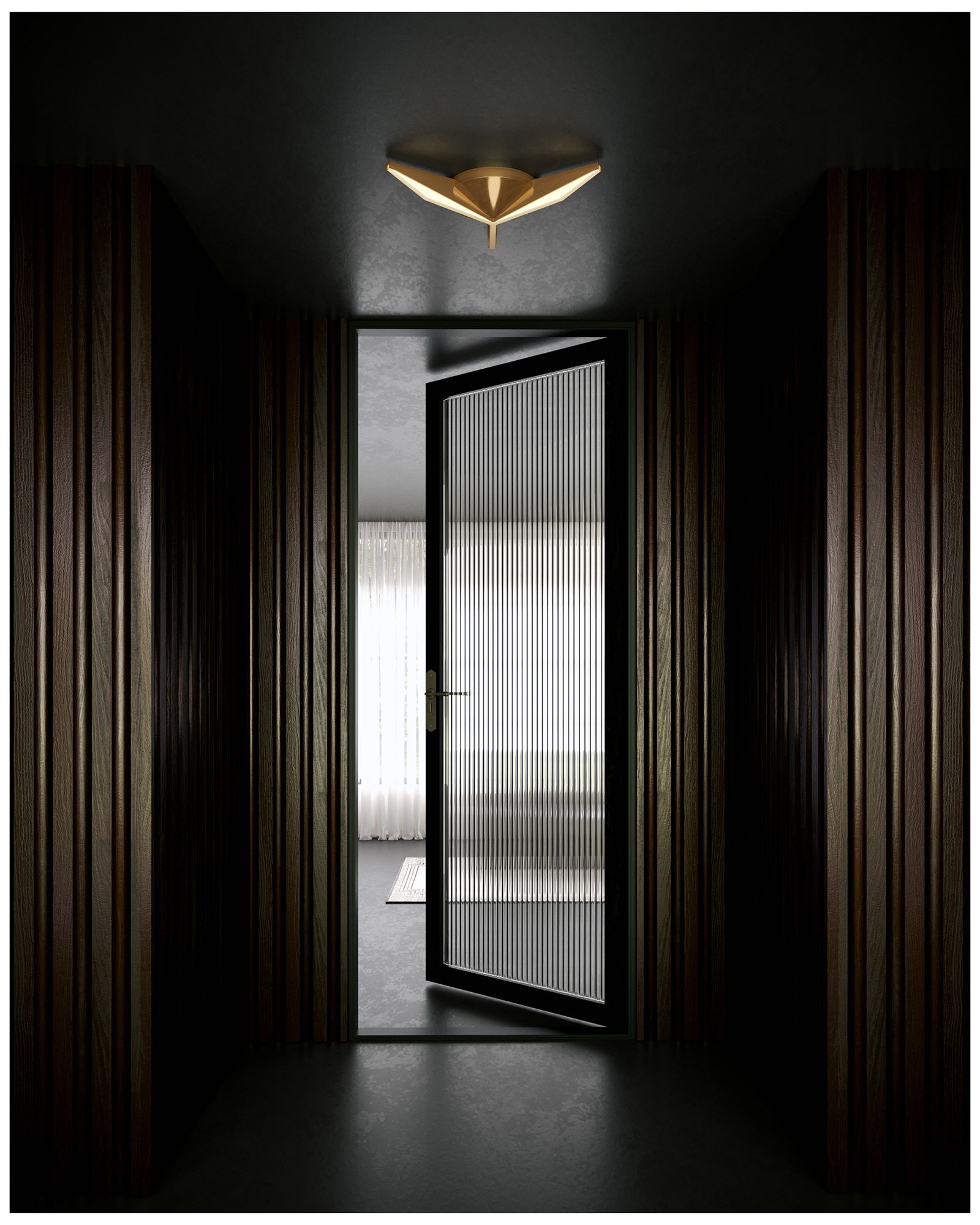 Image 3 Kuzco Tachi LED 18-in Vintage Brass Flush Mount more views