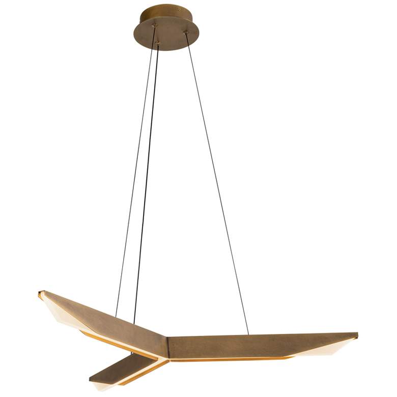 Image 1 Kuzco Tachi LED 31-in Vintage Brass Pendant