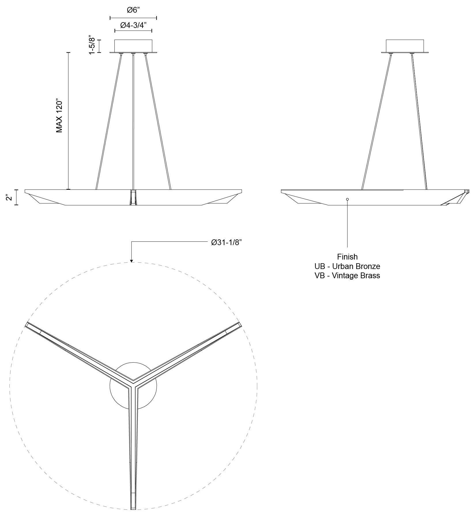 Image 4 Kuzco Tachi LED 31-in Vintage Brass Pendant more views