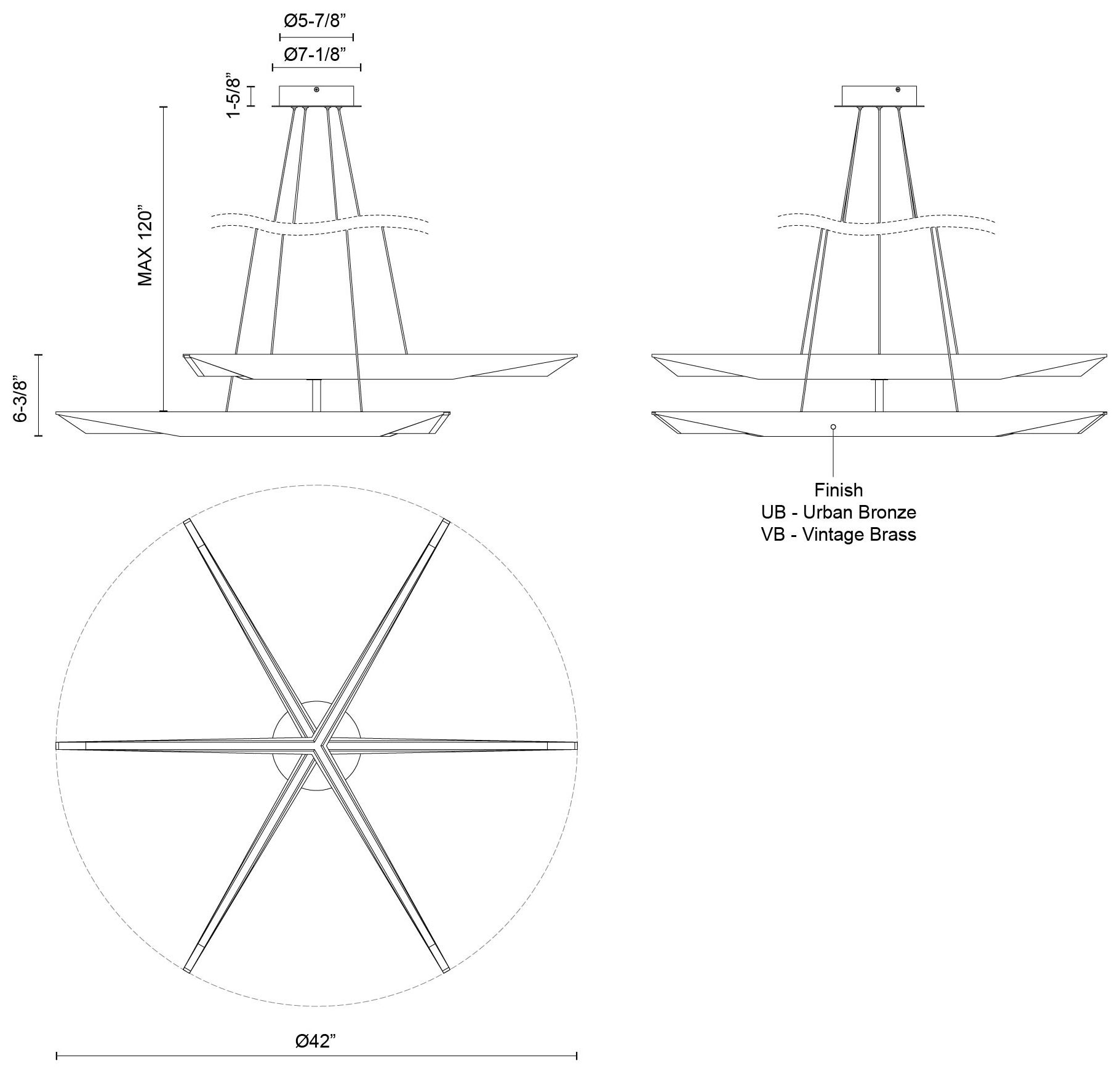 Image 6 Kuzco Tachi LED 42-in Urban Bronze LED Chandelier more views