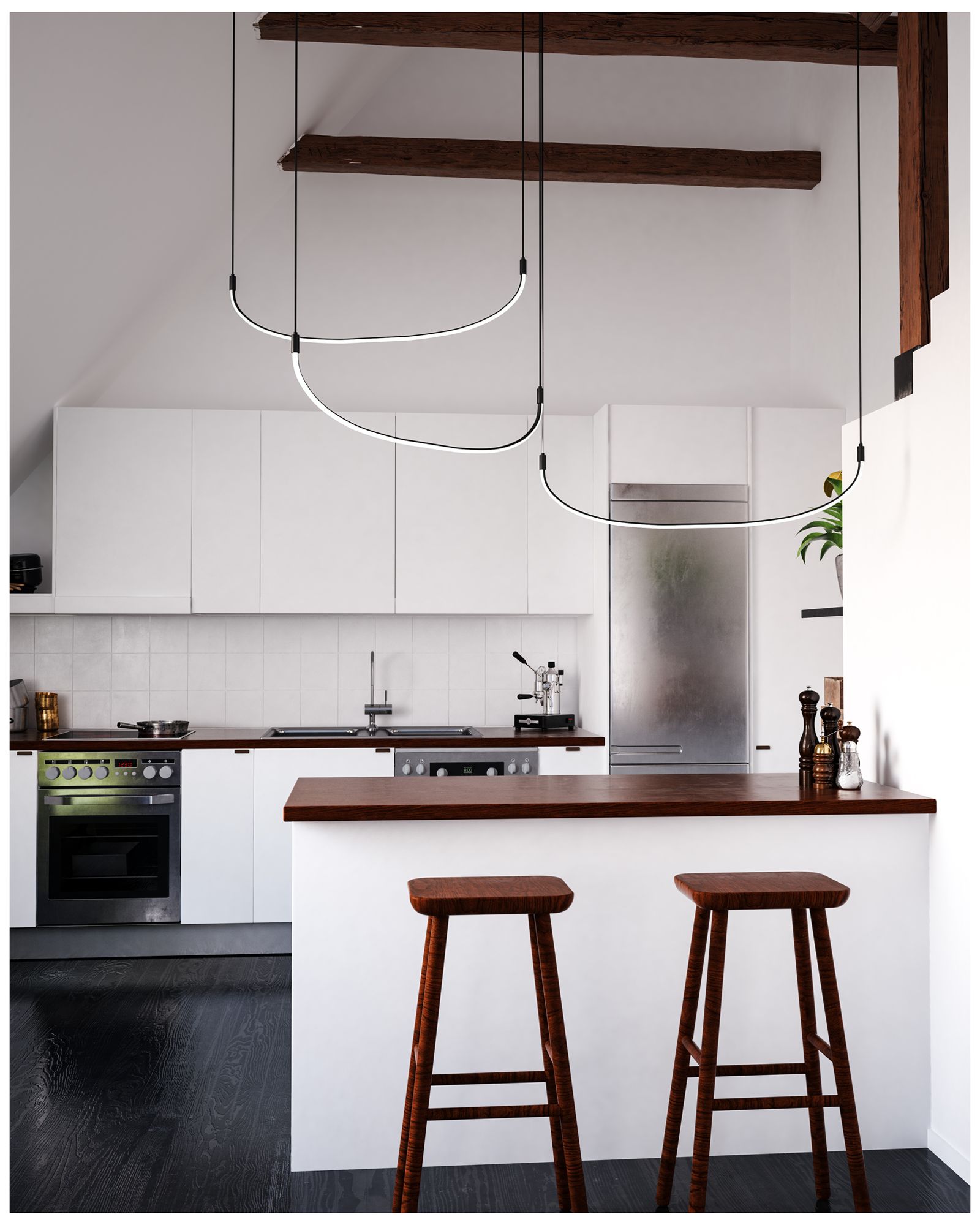 Image 3 Kuzco Talis LED 70-in Black Multi-Pendant more views