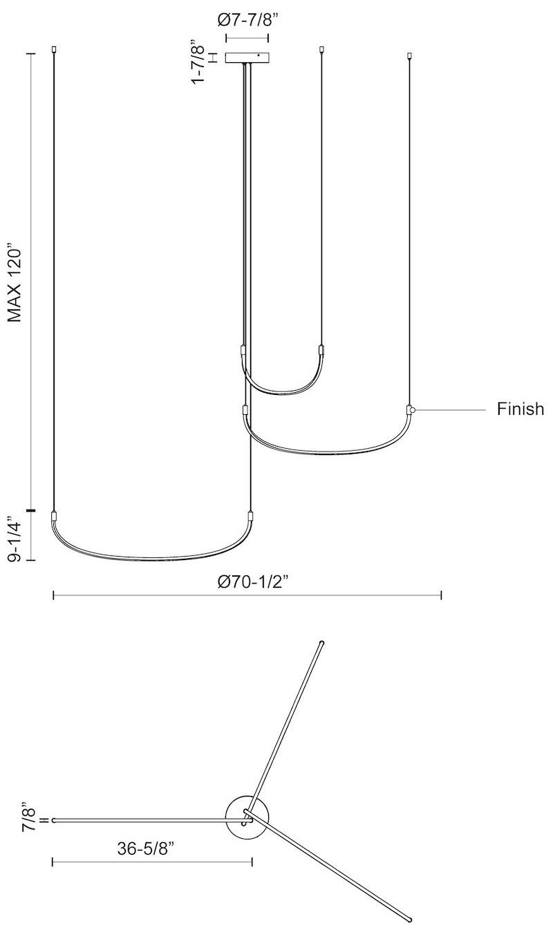 Image 2 Kuzco Talis LED 70-in Brushed Gold Multi-Pendant more views