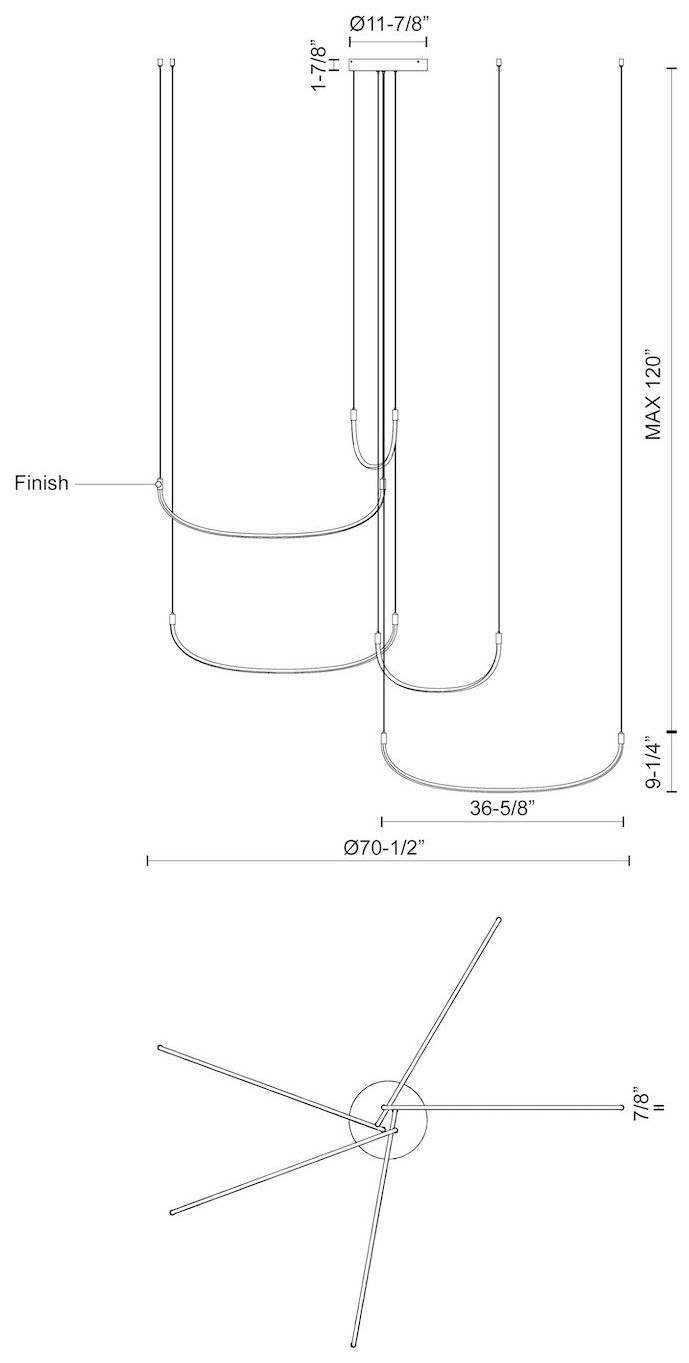 Image 2 Kuzco Talis LED 70-in Brushed Nickel Multi-Pendant more views