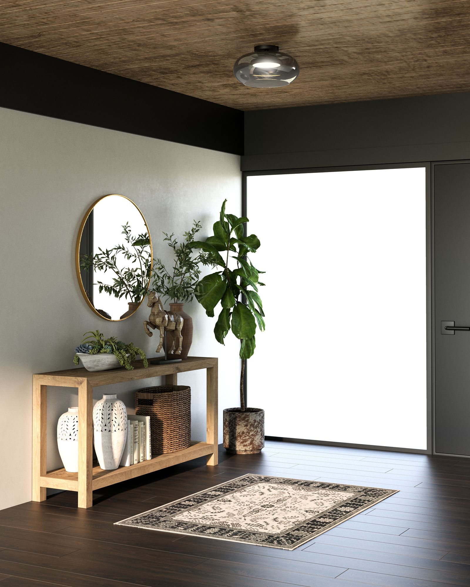 Image 4 Kuzco Trinity LED 14-in Black/Smoked Semi-Flush Mount more views