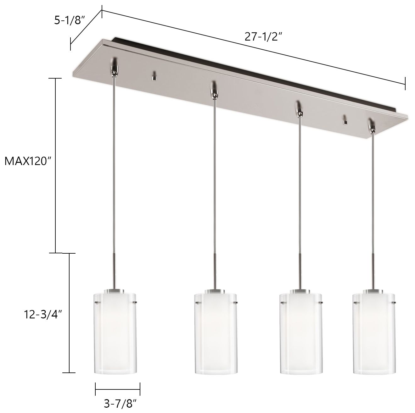 Image 2 Kuzco Verona 25-in Brushed Nickel 4-Light Multi Pendant more views