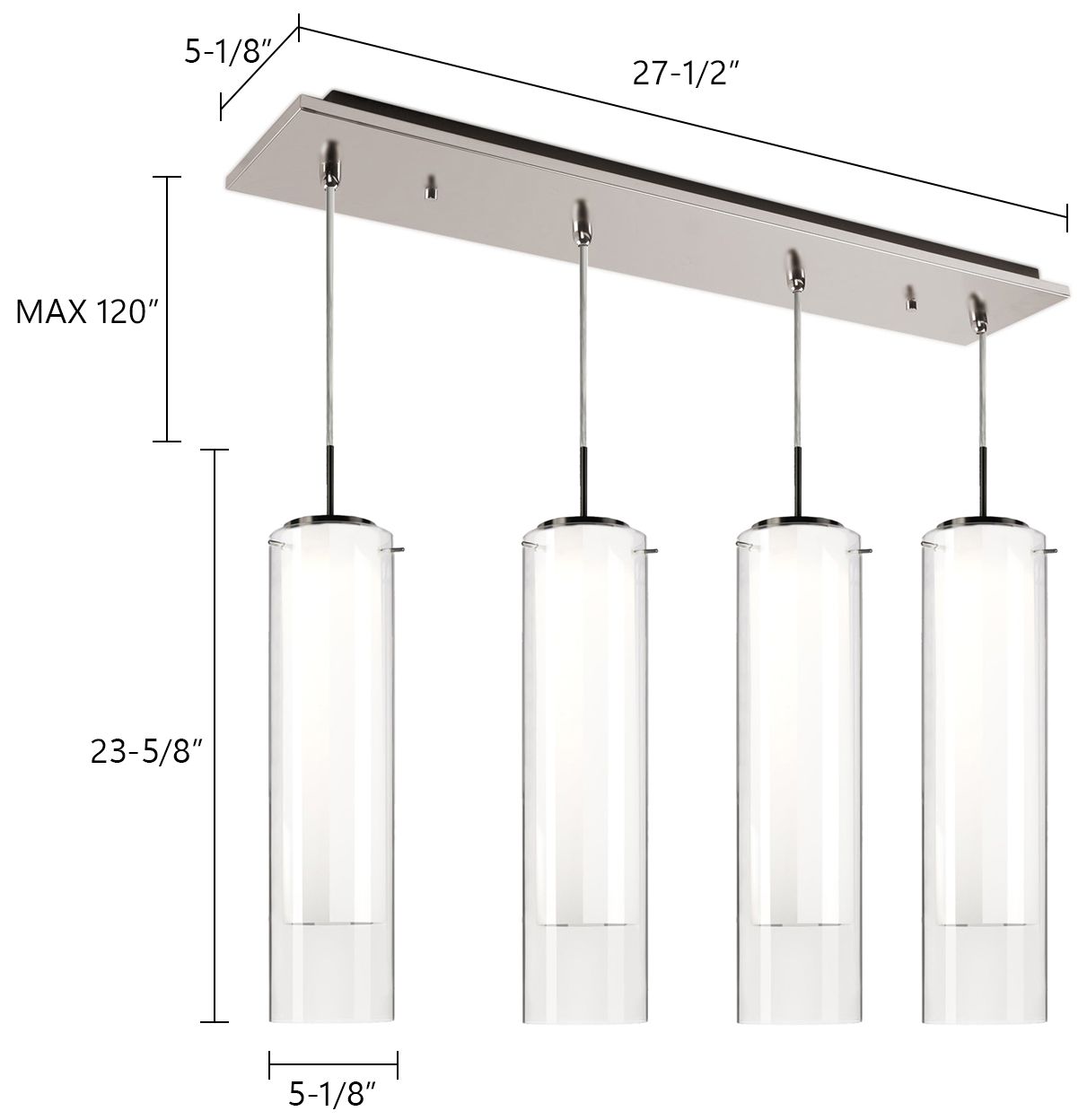 Image 2 Kuzco Verona 25-in Brushed Nickel 4-Light Multi Pendant more views
