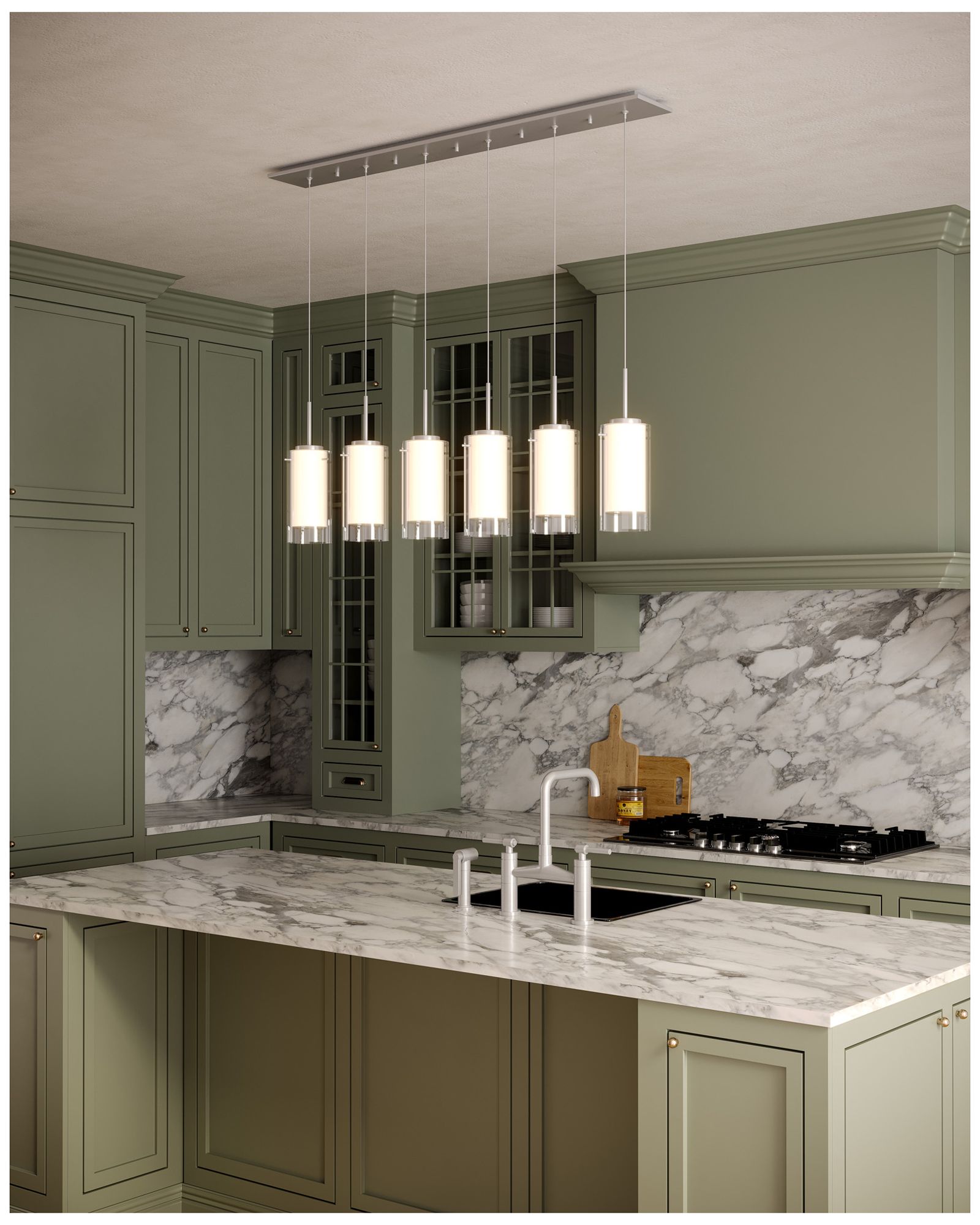 Image 2 Kuzco Verona 42-in Brushed Nickel 6-Light Multi Pendant more views