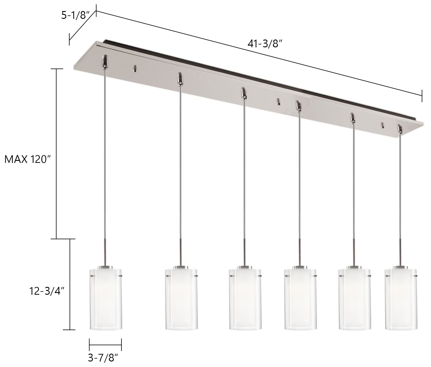 Image 3 Kuzco Verona 42-in Brushed Nickel 6-Light Multi Pendant more views