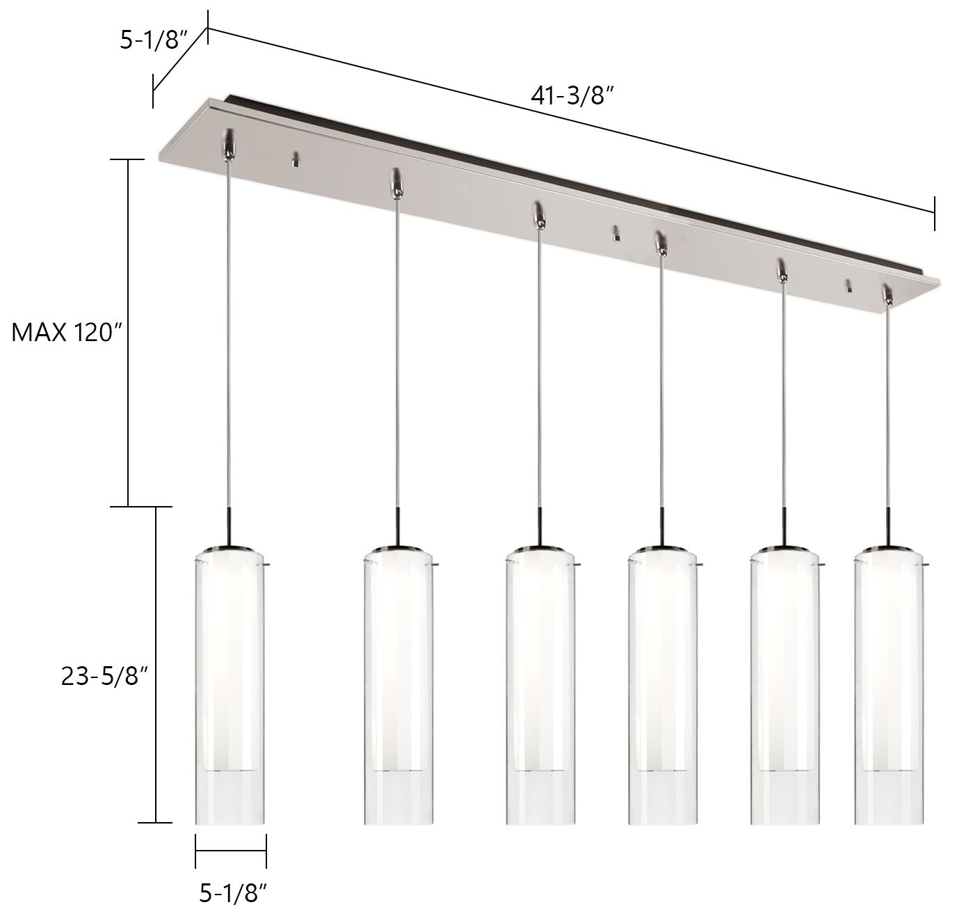 Image 2 Kuzco Verona 42-in Brushed Nickel 6-Light Multi Pendant more views