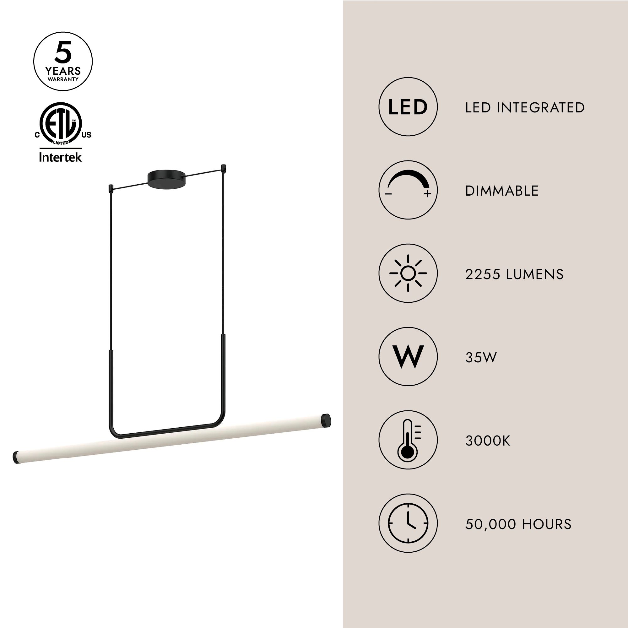 Image 4 Kuzco Vesper LED 48-in Black Linear Pendant more views