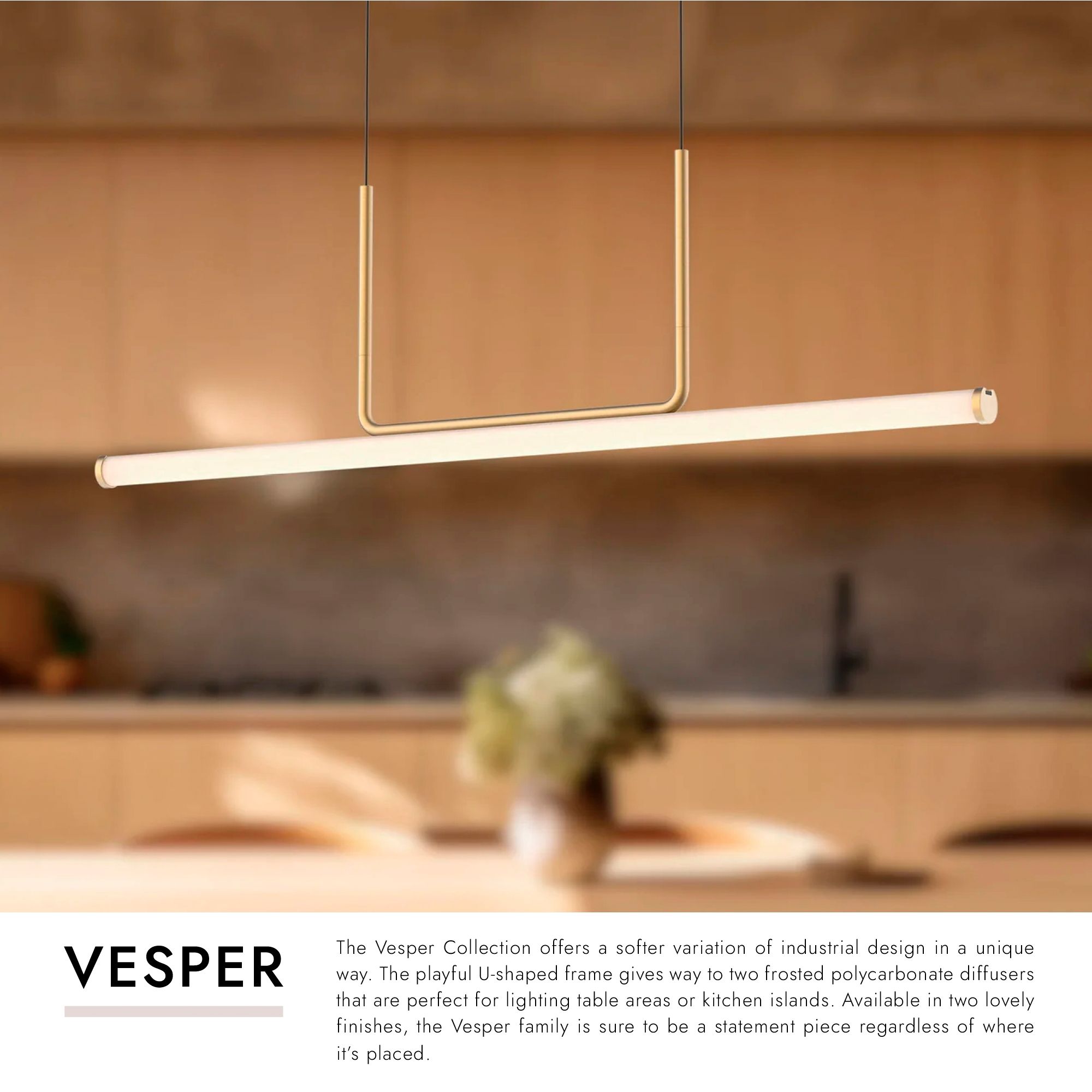 Image 3 Kuzco Vesper LED 48-in Brushed Gold Linear Pendant more views