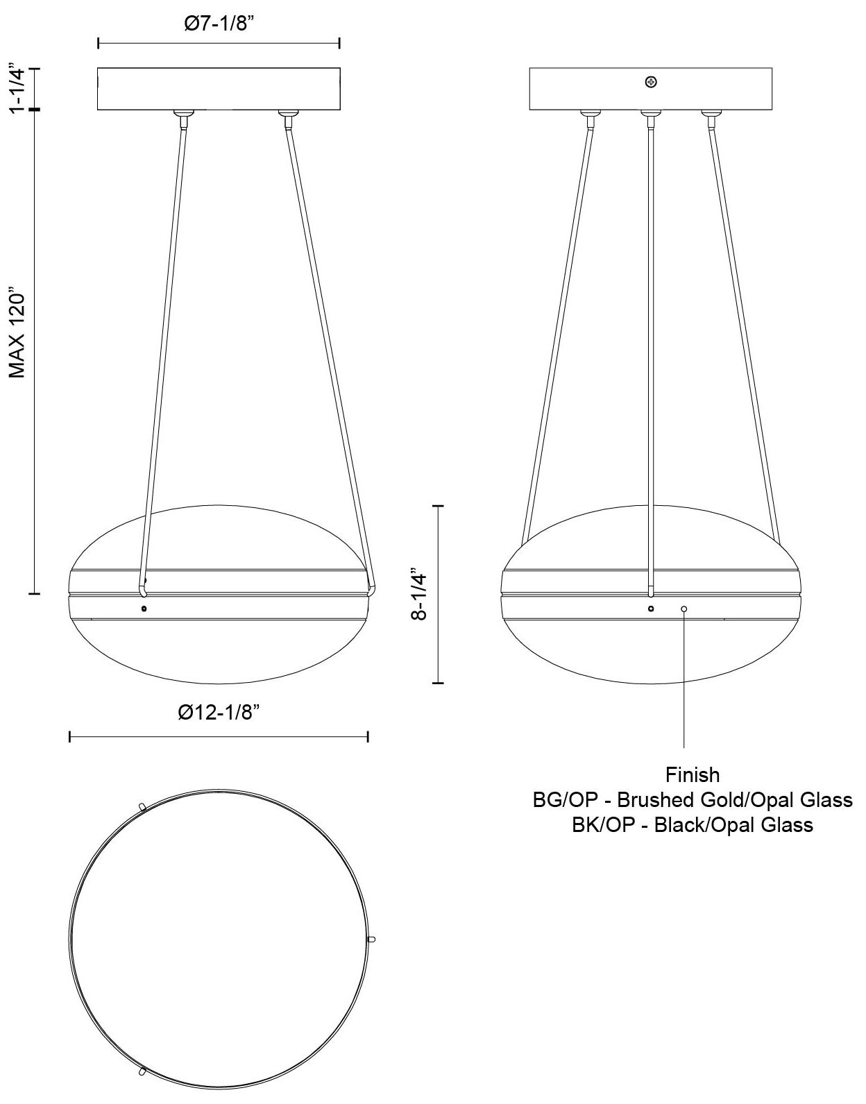 Image 3 Kuzco Virgo LED 12-in Black/Opal Glass Pendant more views