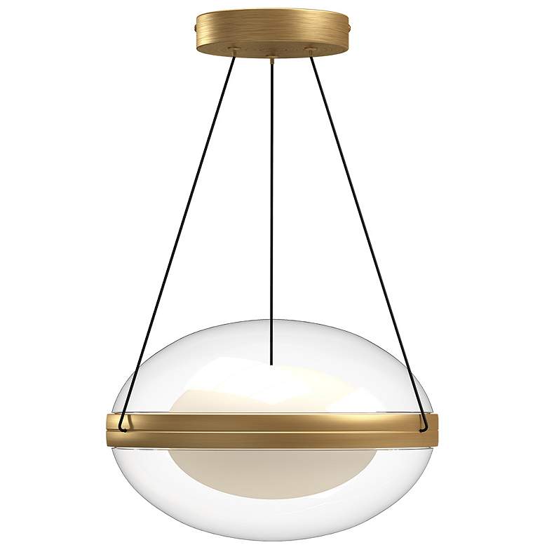 Image 1 Kuzco Virgo LED 12-in Brushed Gold/Opal Glass Pendant