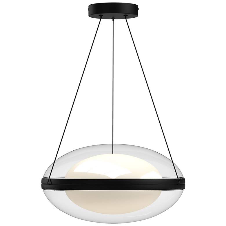 Image 1 Kuzco Virgo LED 16-in Black/Opal Glass Pendant