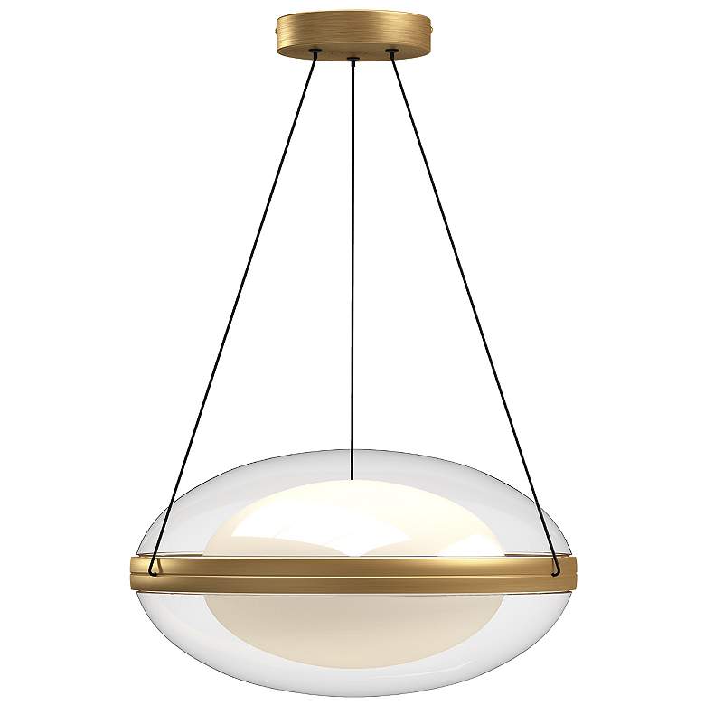 Image 1 Kuzco Virgo LED 16-in Brushed Gold/Opal Glass Pendant