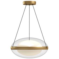 Kuzco Virgo LED 16-in Brushed Gold/Opal Glass Pendant