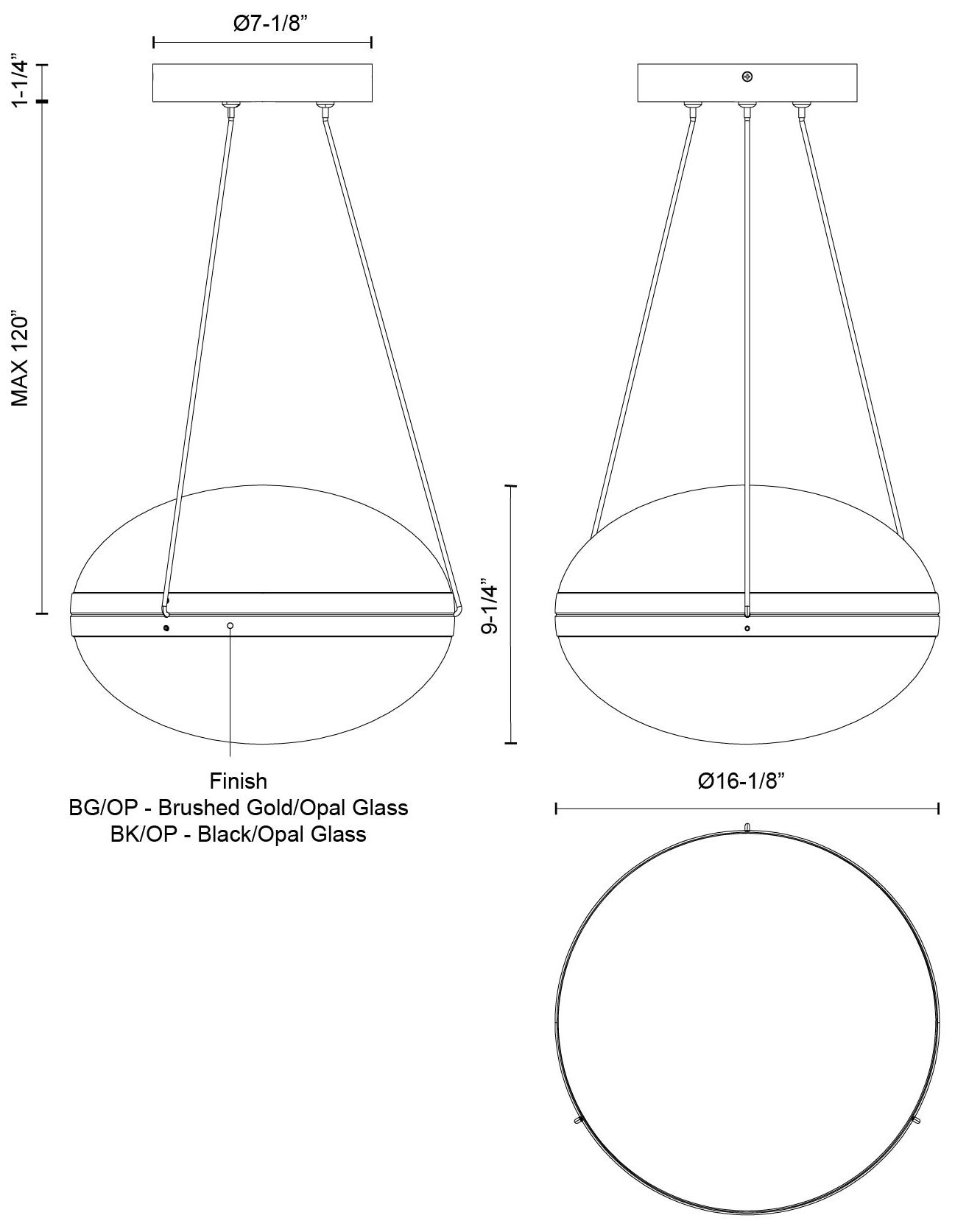 Image 3 Kuzco Virgo LED 16-in Brushed Gold/Opal Glass Pendant more views