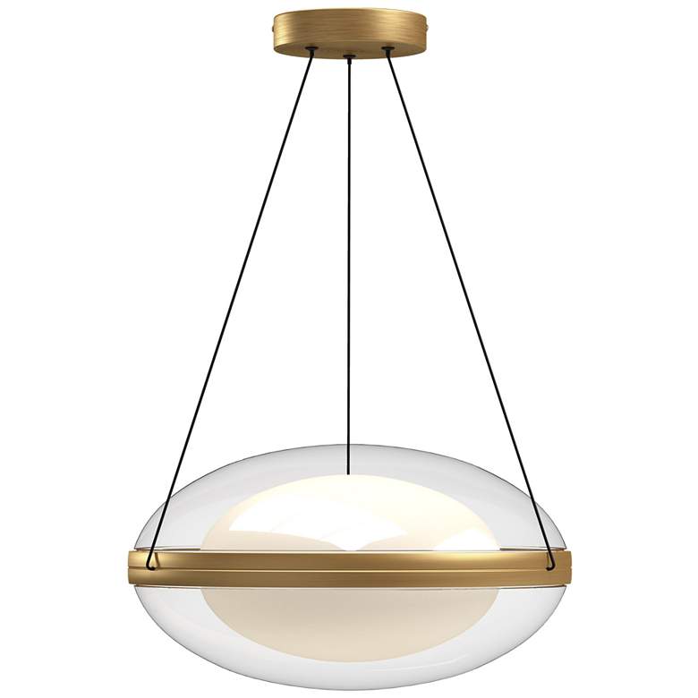 Image 1 Kuzco Virgo LED 16-in Brushed Gold/Opal Glass Pendant