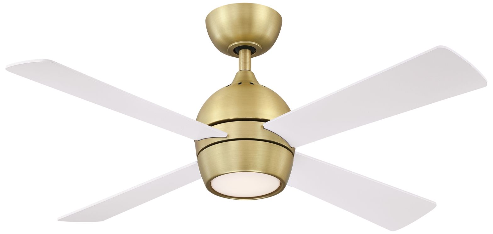 Kwad 44 inch Indoor Ceiling Fan with LED Light Kit - Brushed Satin Brass