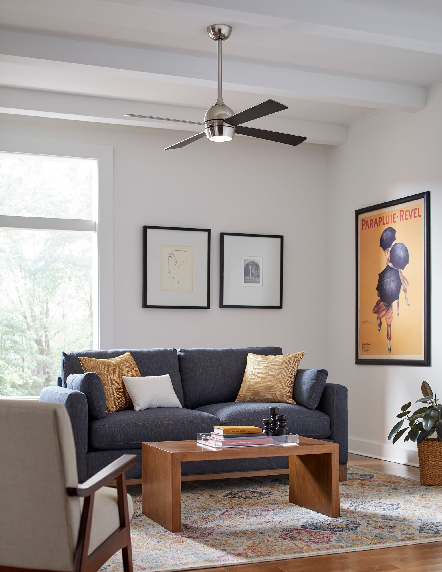 Image 4 Kwad 52 inch Indoor Ceiling Fan with LED Light Kit - Brushed Nickel more views
