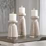 Kyan Ombre Crackled Glaze Pillar Candle Holders Set of 3