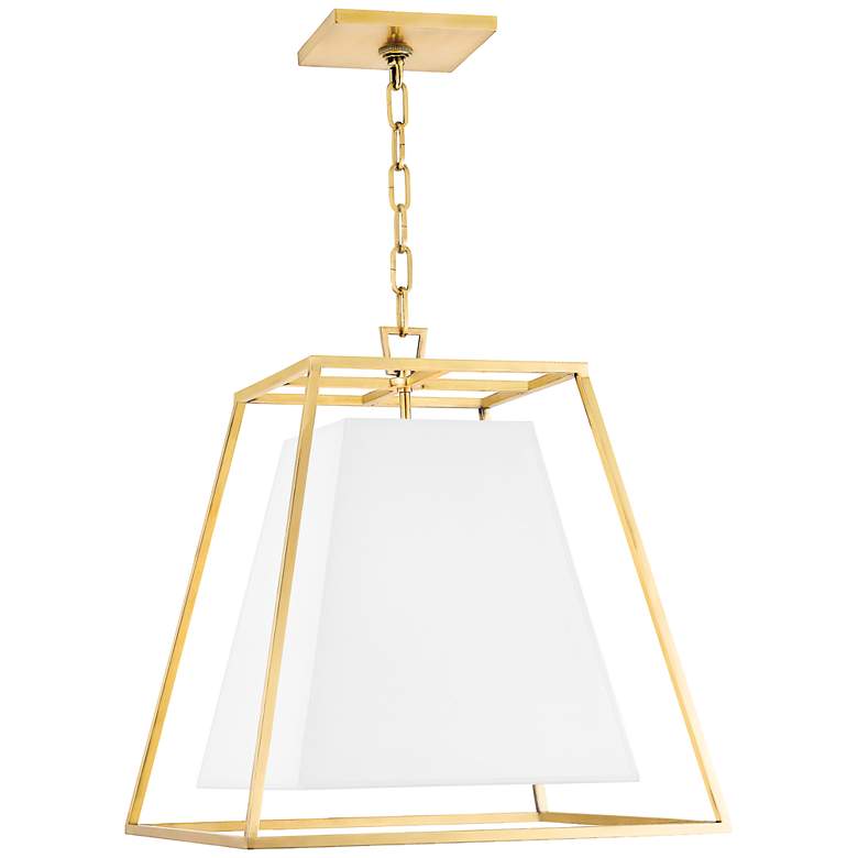 Image 1 Kyle 4 Light Pendant W/White Shade Aged Brass