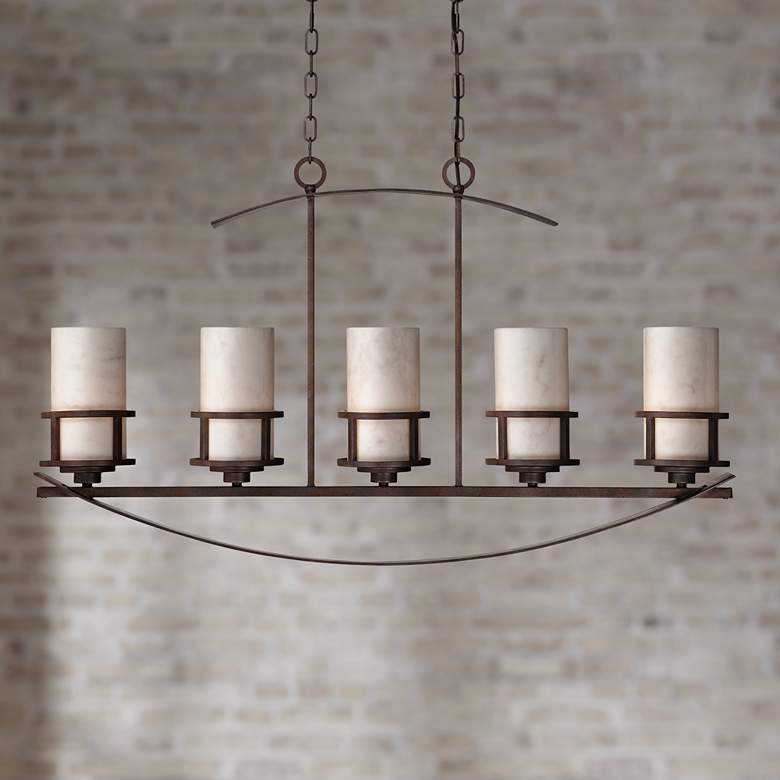 Image 1 Kyle 40" Wide Etched Glass Kitchen Island Light Chandelier