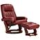 Kyle Ruby Red Faux Leather Ottoman and Swiveling Recliner