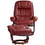 Kyle Ruby Red Faux Leather Ottoman and Swiveling Recliner in scene