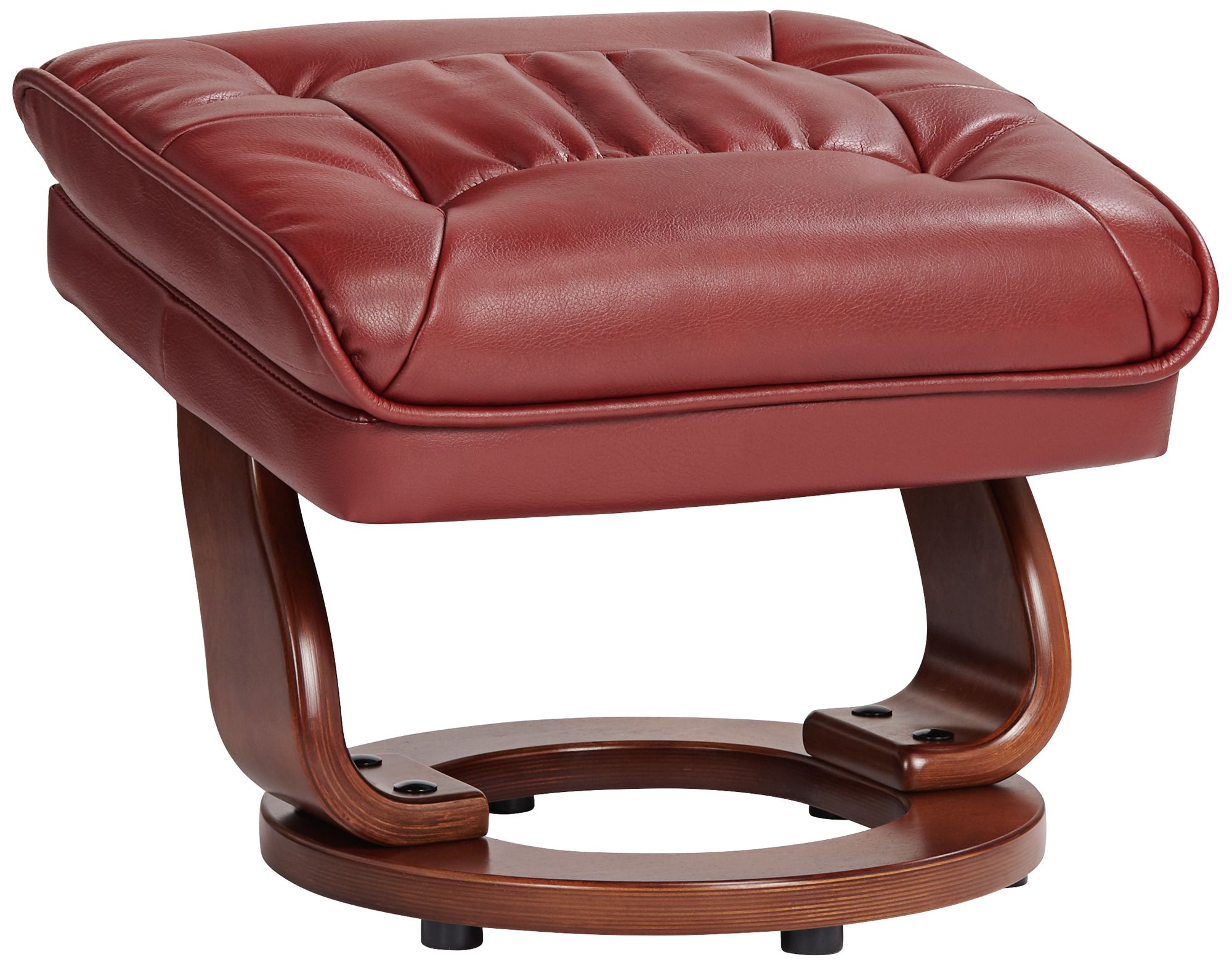 benchmaster kyle ruby red faux leather ottoman and swiveling recliner