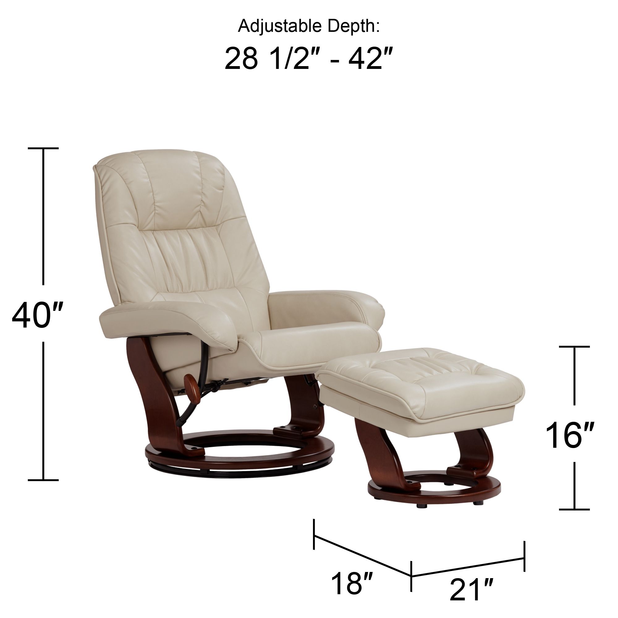 Kyle Taupe Faux Leather Ottoman and Swiveling Recliner