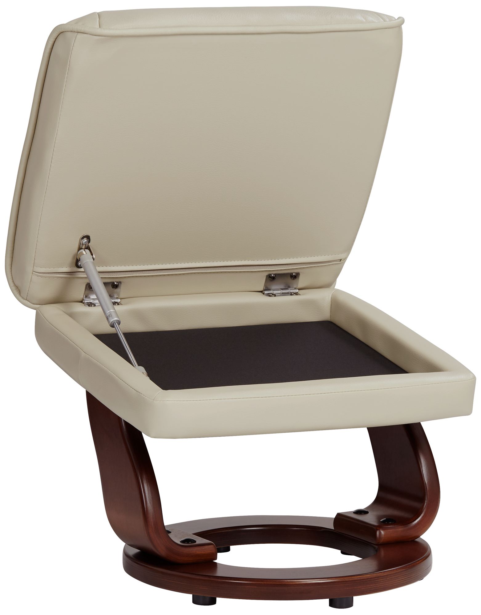 Kyle Taupe Faux Leather Ottoman and Swiveling Recliner