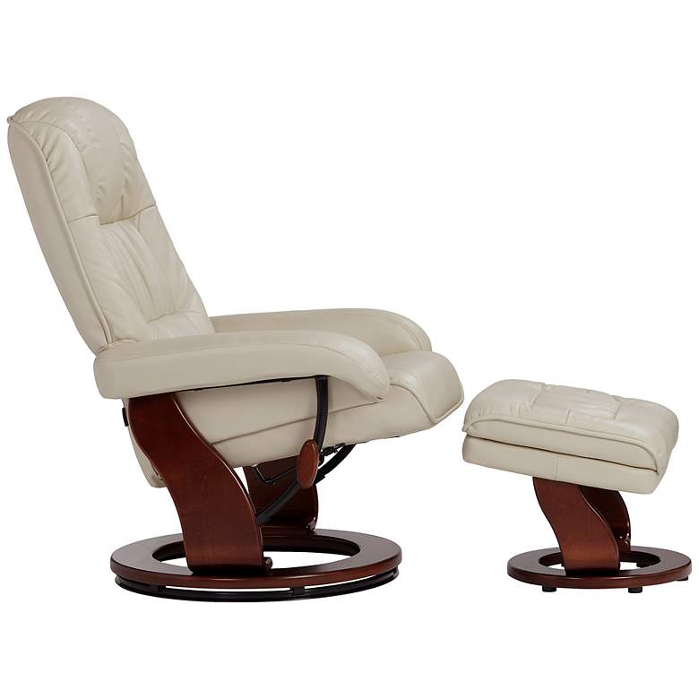 Image 5 Kyle Taupe Faux Leather Swivel Recliners and Ottomans Set of 2 more views