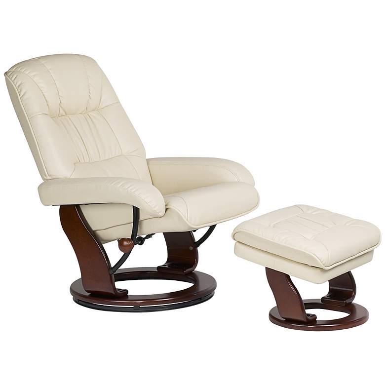 Image 1 Kyle Vanilla Faux Leather Ottoman and Swiveling Recliner
