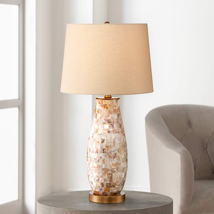 krassen min Adolescent Kylie Mother of Pearl Tile Vase Table Lamp - #2H116 | Lamps Plus