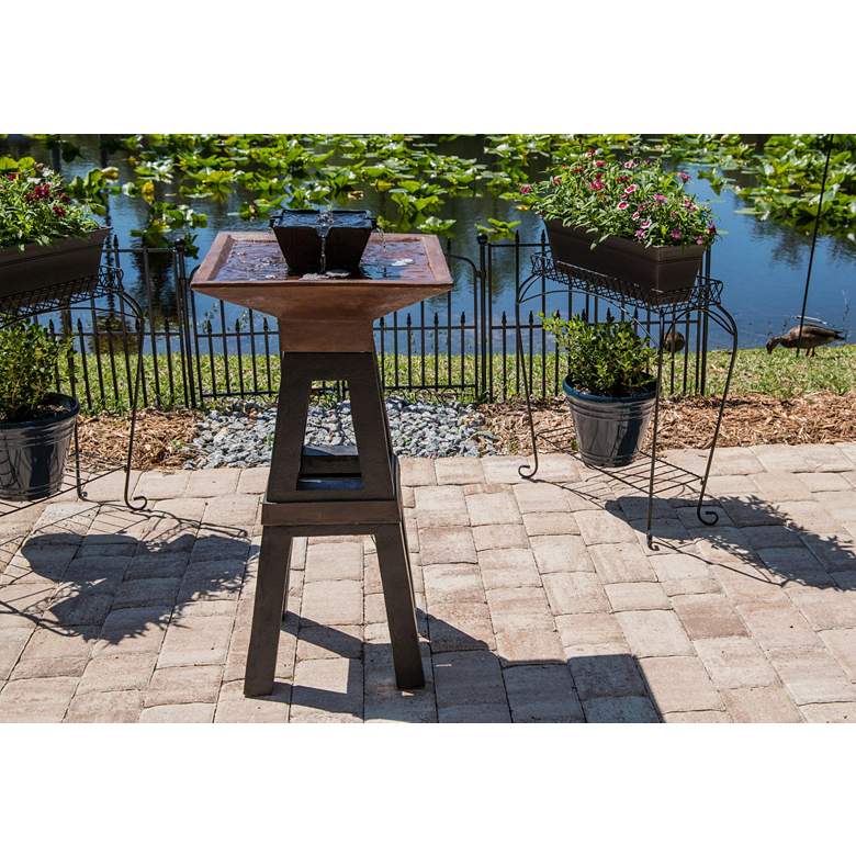 Kyoto 41&quot; High Copper and Bronze Outdoor LED Floor Fountain more views