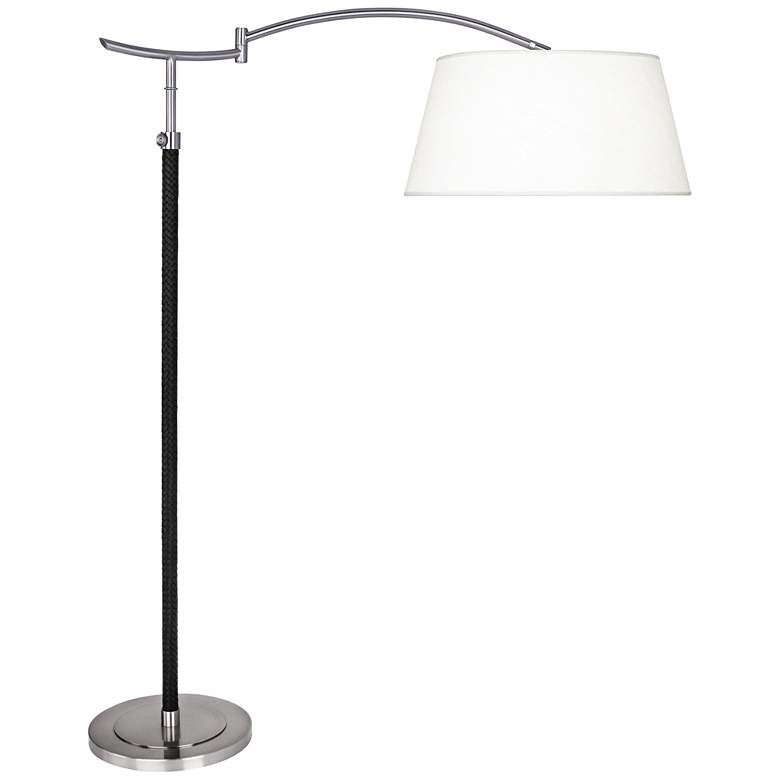 Image 1 Kyoto Antique Nickel with Woven Black Leather Floor Lamp